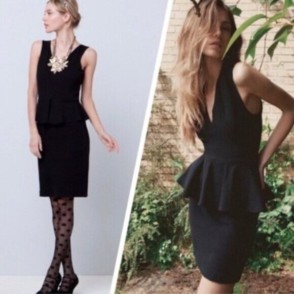 GANNI Black Miss Marple Peplum dress - Picture 1 of 6